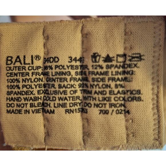 Bali Breathe 34DD Beige #3443 Breathable Underwire Convertible strap T-shirt Bra - Picture 7 of 10